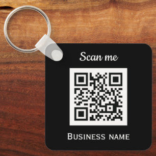 Llavero QR Code Business Logo Profesional Negro Moderno