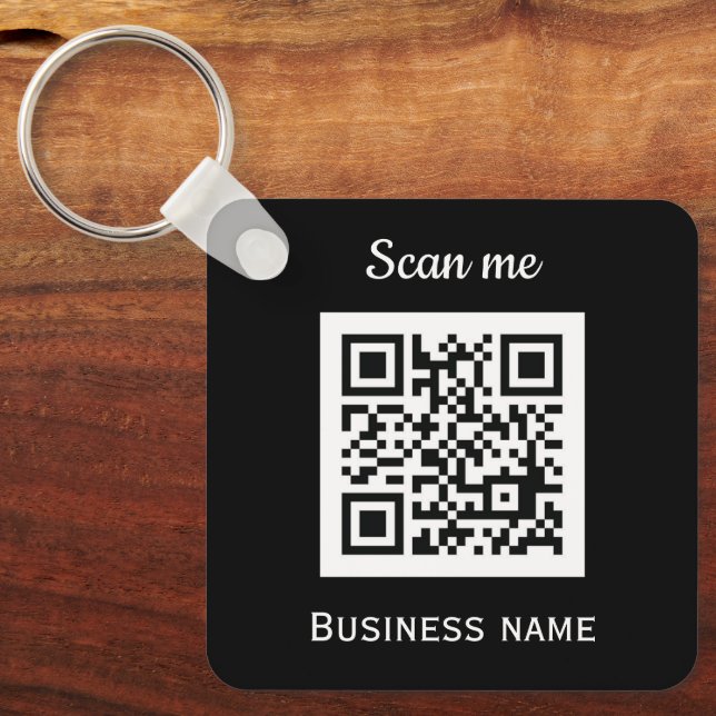 Llavero QR Code Business Logo Profesional Negro Moderno (Anverso)