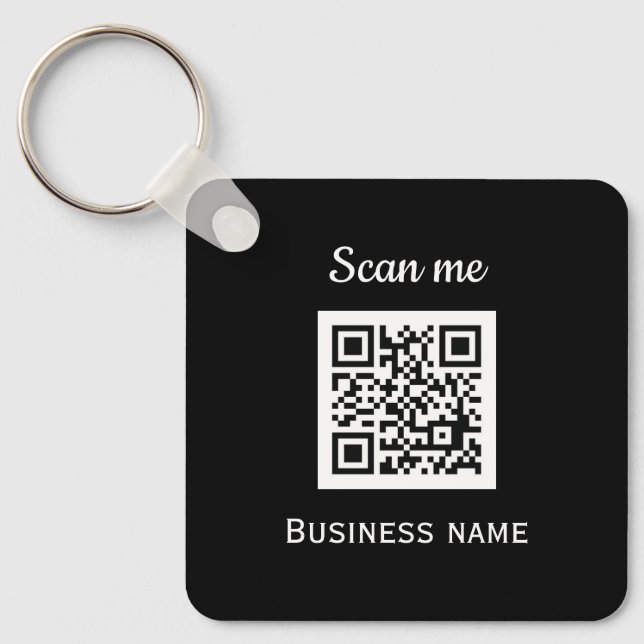 Llavero QR Code Business Logo Profesional Negro Moderno (Anverso)