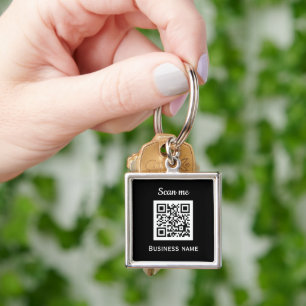 Llavero QR Code Business Logo Profesional Negro Moderno