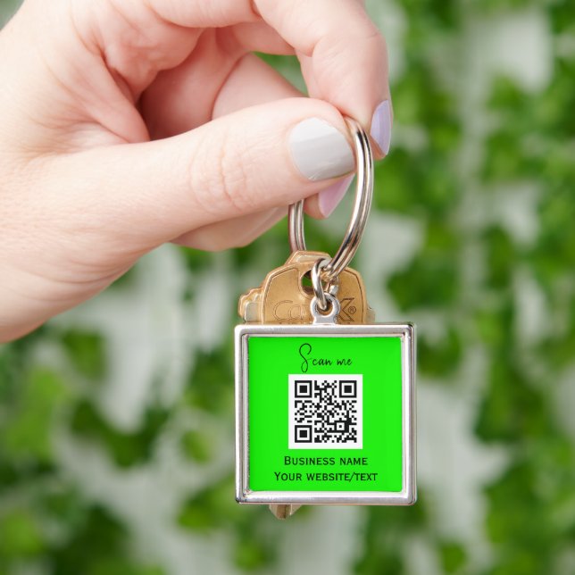 Llavero QR Code Business Logo Profesional Neon Green (Mano)