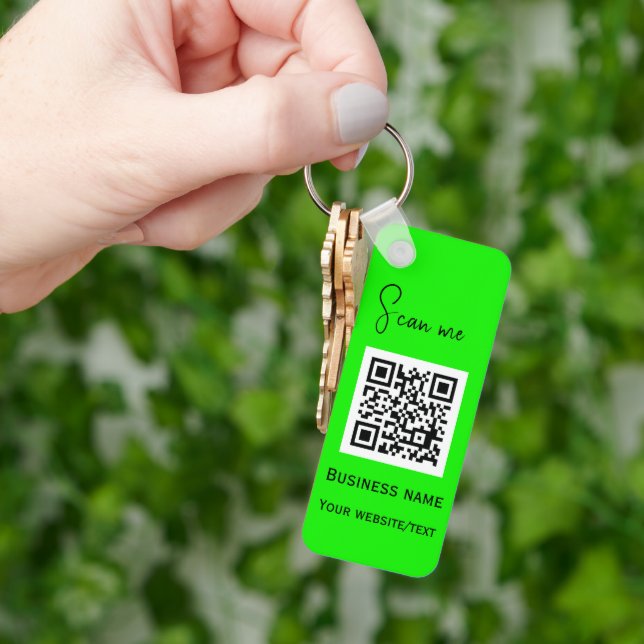 Llavero QR Code Business Logo Profesional Neon Green (Mano)