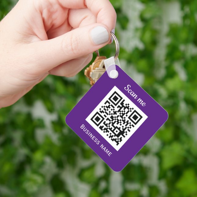 Llavero QR Code Business Logo Profesional Purple Moderno (Mano)