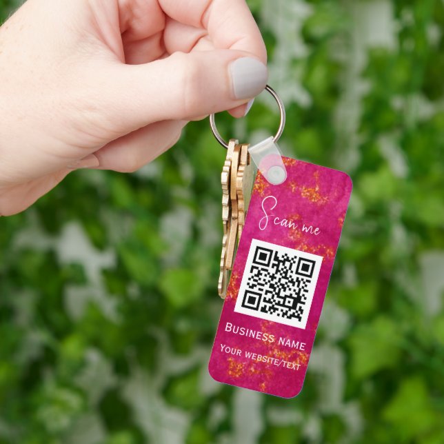 Llavero QR Code Business Logo Profesional Rosa (Mano)