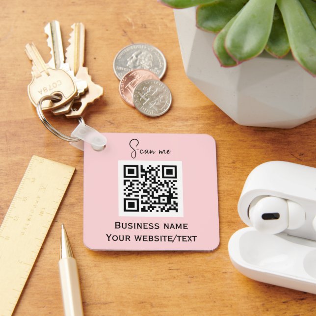 Llavero QR Code Business Logo Profesional Rosa (Escritorio )