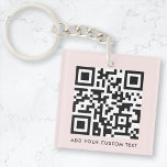 Llavero QR Code Minimalist Simple Blush Pink Custom Text<br><div class="desc">A simple custom blush pink QR code keychain template in a modern minimalist style which can be easily updated with your QR code and custom text,  eg. scan me to...  #QRcode #keychain #business</div>