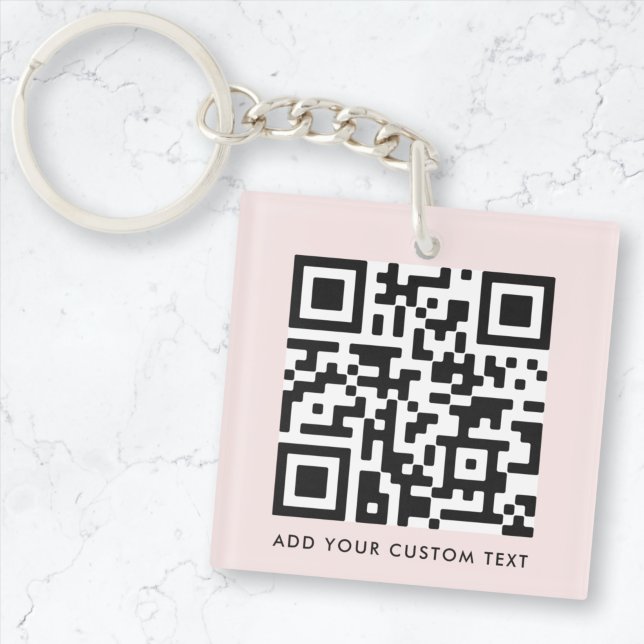 Llavero QR Code Minimalist Simple Blush Pink Custom Text (Subido por el creador)