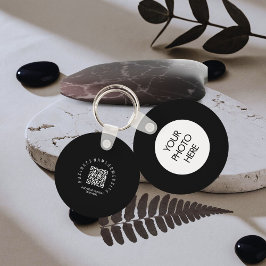 Llavero QR Code modern, Black Business logo Round