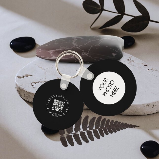 Llavero QR Code modern, Black Business logo Round (Subido por el creador)