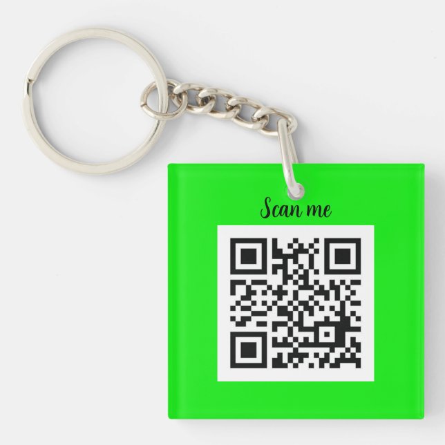 Llavero QR Code Neon Green Elegant Yellow Business (Frente)
