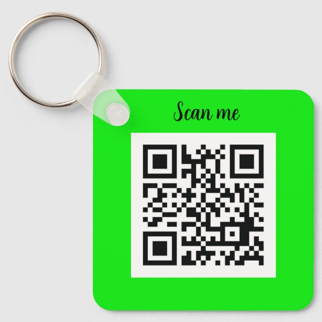 Llavero QR Code Neon Green Elegant Yellow Business (Anverso)