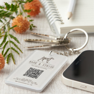 Llavero QR de Marca de Negocio de Perro que Camina Natural