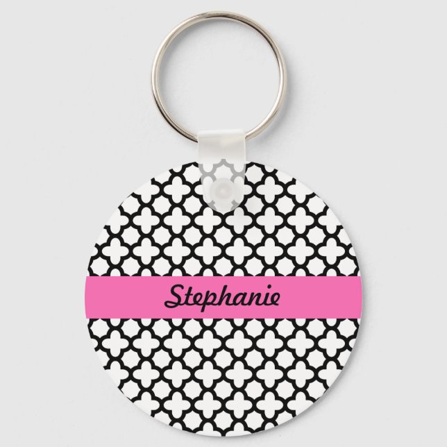 Llavero Quatrefoil blanco y negro (Anverso)