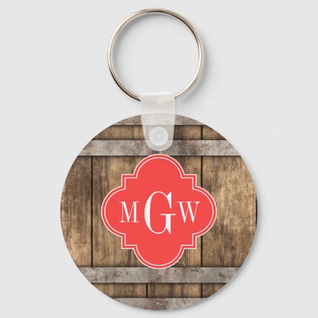 Llavero Quatrefoil de coral de banda Metalizado de madera  (Anverso)