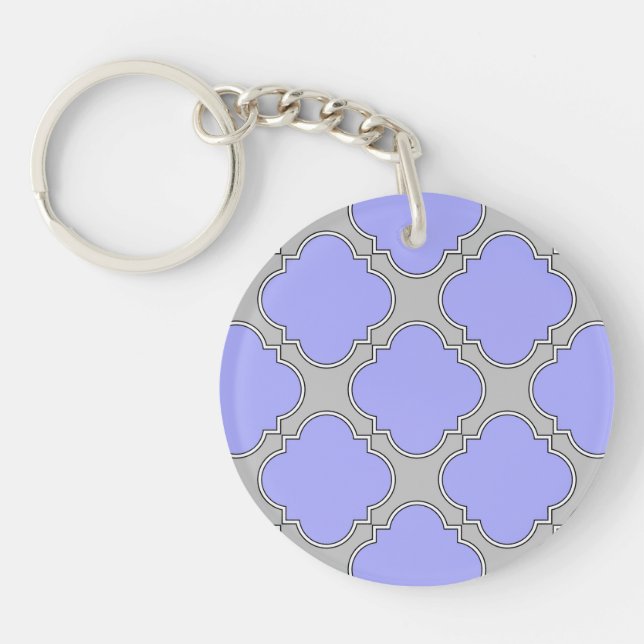 Llavero Quatrefoil periwinkle y gris (Frente)