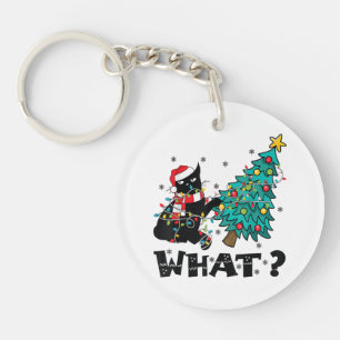 Llavero QUÉ curioso gato negro que salpica el árbol de Nav