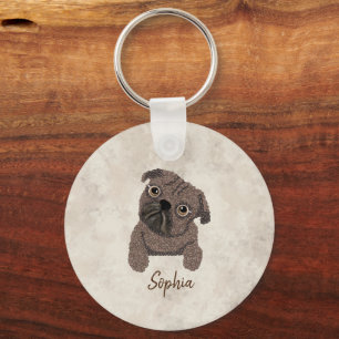 Llavero ¿Qué hay en un Pugaccino-Cute Perro-Pug?