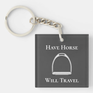 Llavero "Que los caballos viajen" Stirrup Iron Dark Gray