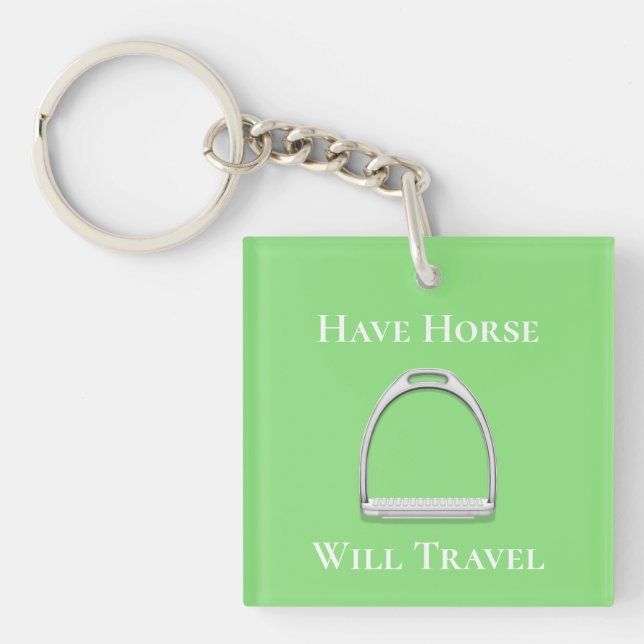 Llavero "Que los caballos viajen" Stirrup Iron Lime Green (Frente)