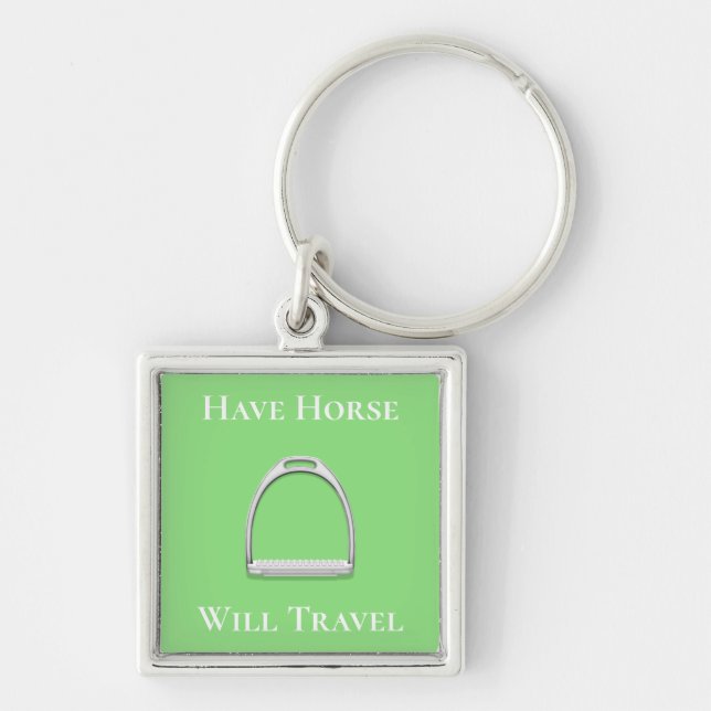 Llavero "Que los caballos viajen" Stirrup Iron Lime Green (Frente)