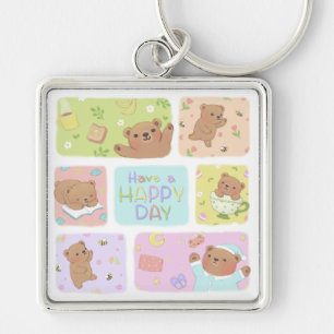Llavero Que tengas un día feliz: Ilustracion de oso de pel