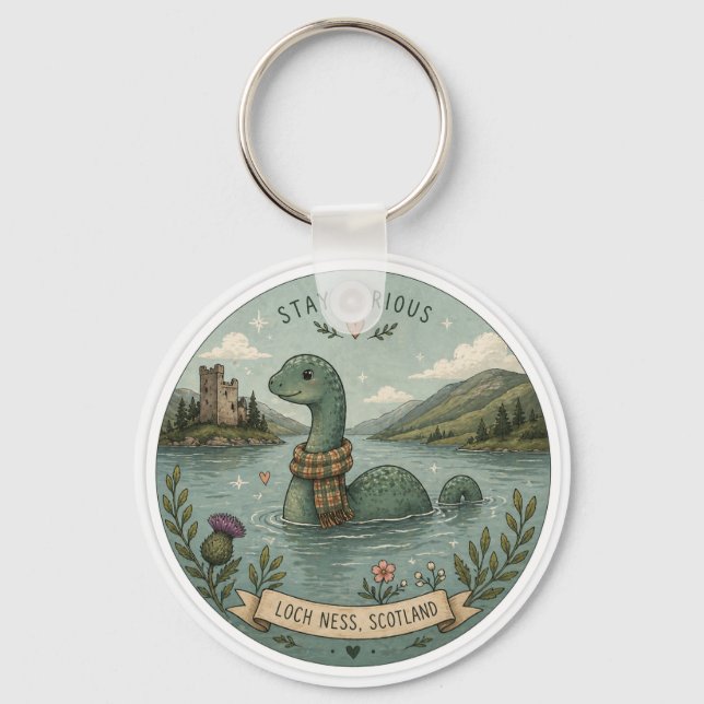 Llavero Quédate Curioso Acogedor Críptido Nessie Monstruo  (Anverso)