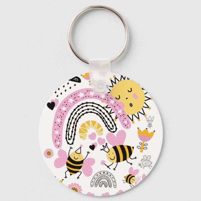 Llavero Queen BEES BFF, Baby Girl, Girly Gifts Pink (Anverso)