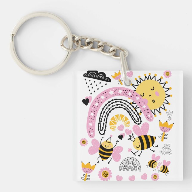 Llavero Queen BEES BFF, Baby Girl, Girly Gifts Pink (Frente)