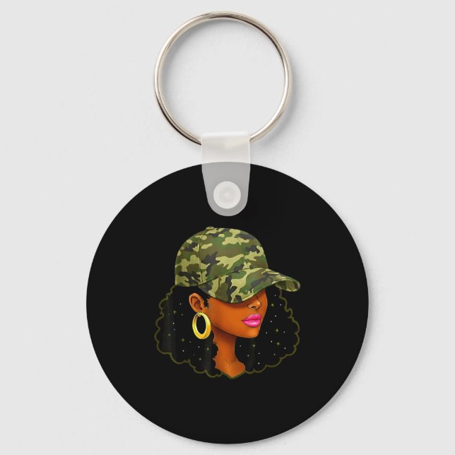 Llavero Queen Black Woman With Camo Cap Locs African Ameri (Anverso)
