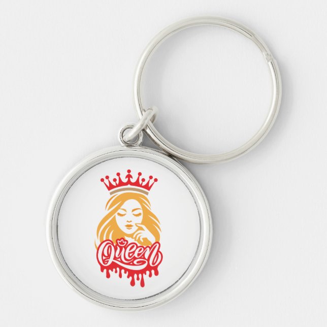 Llavero Queen Design – Elegant Royal Crown Typography for  (Frente)