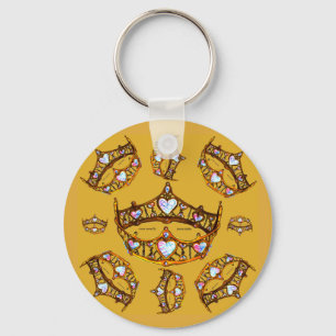 Llavero Queen Hearts Gold Crowne Tiaras mostaza oro