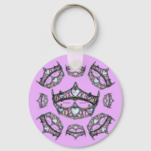 Llavero Queen Hearts Silver Crowne Tiaras lac rosa pálido