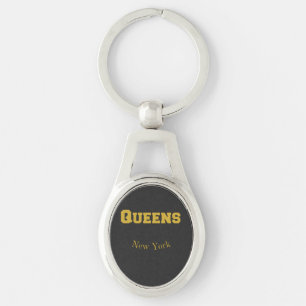 Llavero Queens New York Gold Keychain