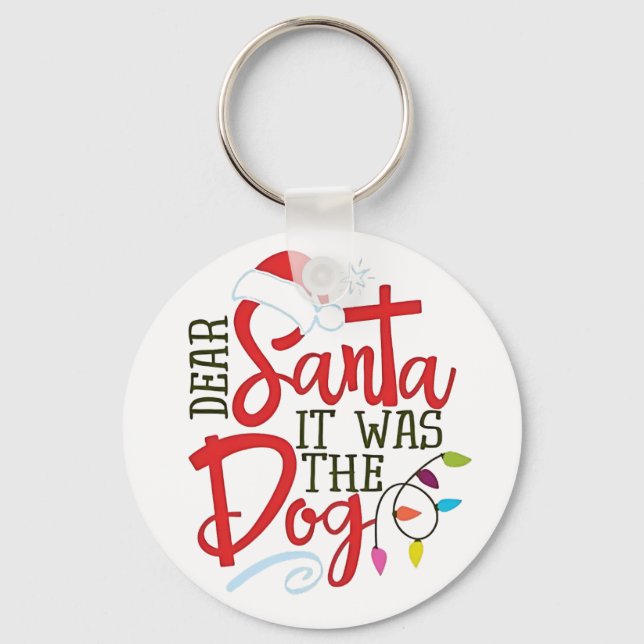 Llavero Querido Santa Fue El Perro Divertido  (Anverso)