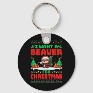 Llavero Quiero castor para los Navidades Cuidando Sombrero