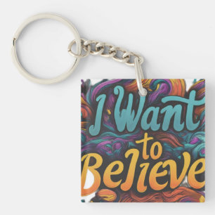 Llavero Quiero creer - Keychain cuadrado