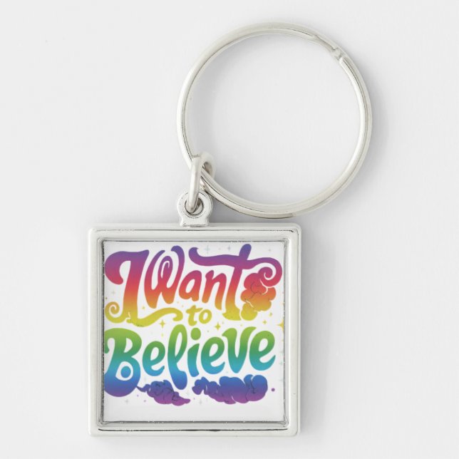 Llavero Quiero creer - Premium Square Keychain (Frente)