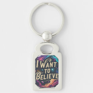 Llavero Quiero creer - Rectangle Keychain Metalizado