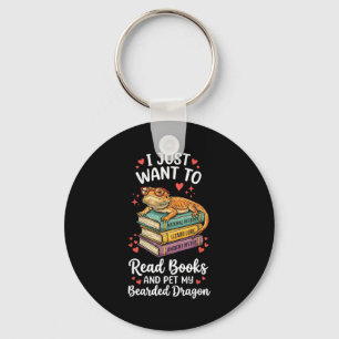 Llavero Quiero leer libros y acariciar dragón barbudo vint