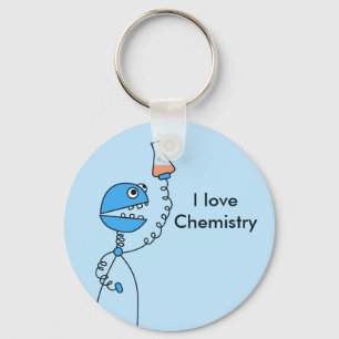 Llavero Química divertida azul del amor del robot
