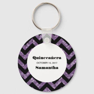 Llavero Quinceañera Keychain Purpurina de violeta