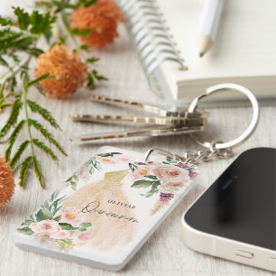 Llavero Quinceañera Vestimenta floral rosada cumpleaños 