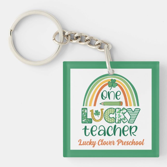 Llavero Quirky One Lucky Teacher St Patrick's Day (Frente)