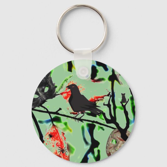 Llavero Quoth the Raven Nevermore, Halloween Collage (Anverso)