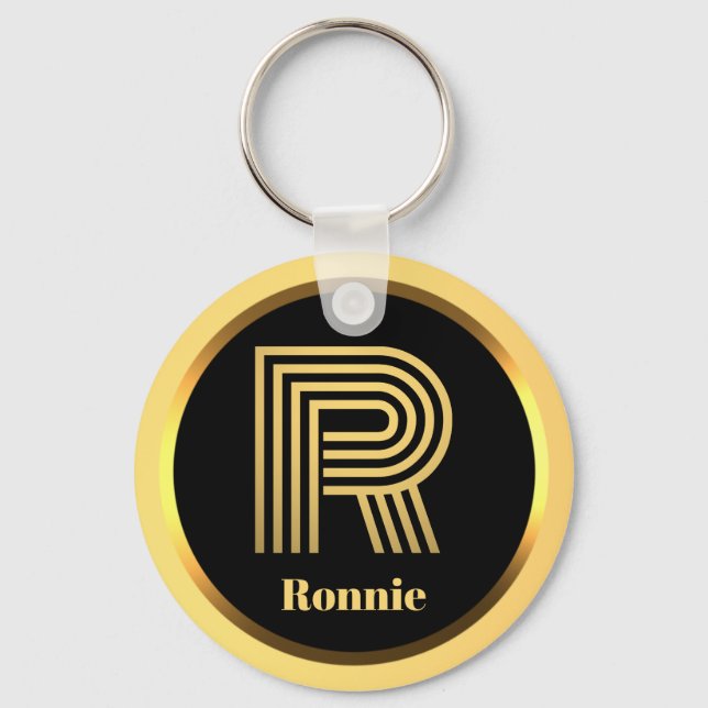 Llavero R Gold Monogrammed Letter Personalised (Anverso)