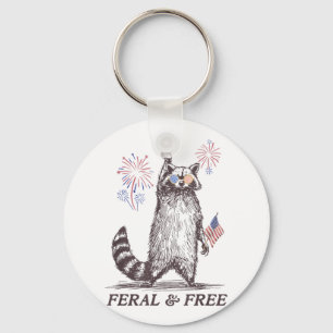 Llavero Raccón Feral Y Gratuito, Raccoon Gracioso 4 De Jul