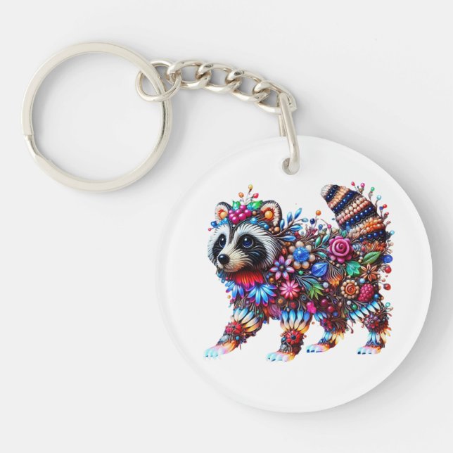 Llavero Raccona con brillo encantado (Frente)