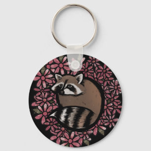 Llavero Raccoon Daisy Flower Art Raccoons Daisies Floral