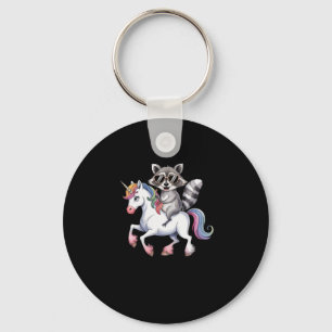 Llavero Raccoon Montando Unicornio Cuesta Fantasía Animal 