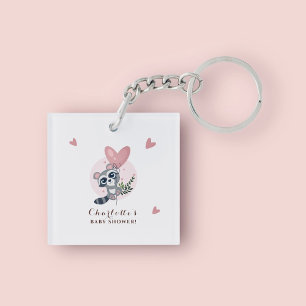 Llavero Raccoon rosado minimalista